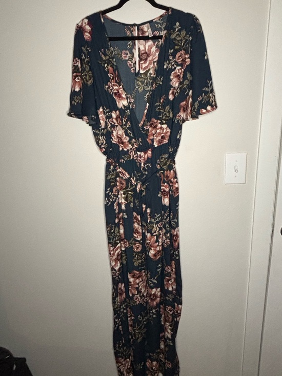 Xhilaration Dresses & Skirts - Xhilaration Teal Floral Maxi Dress with Pink Roses
